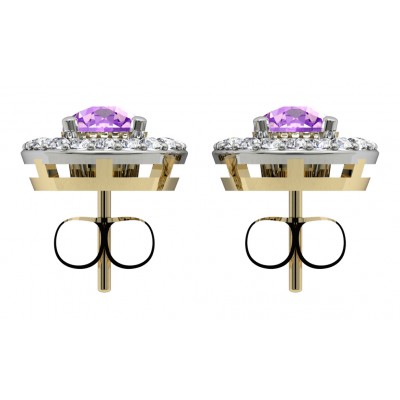 Amethyst & Diamond Cluster Earring